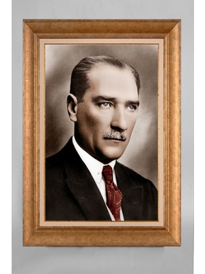 Giyense Özel Seri Altın Paspartulu Çerçeveli Atatürk Tablo T462