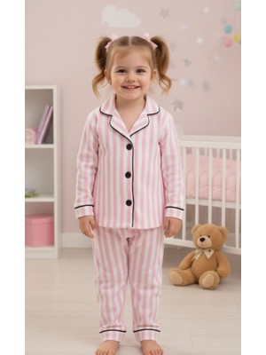 Loodus Pembe Çizgili Kız Çocuk Pijama Takımı