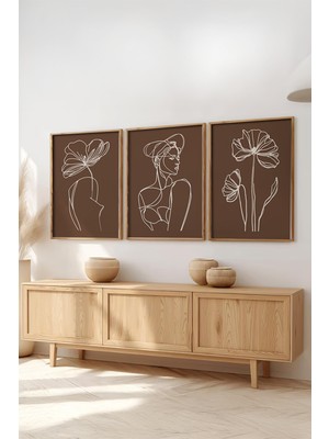 Huhuli Ahsap Çerceveli 3'lu Mocha Moments Tablo HUHU515