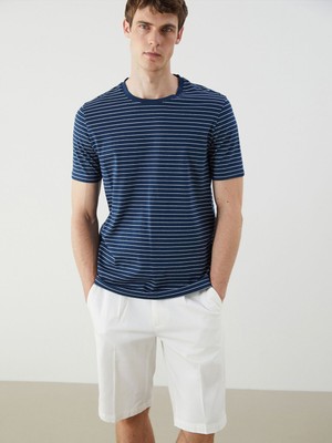 Lc Waikiki Yeni Sezon Bisiklet Yaka Çizgili Erkek Tişört