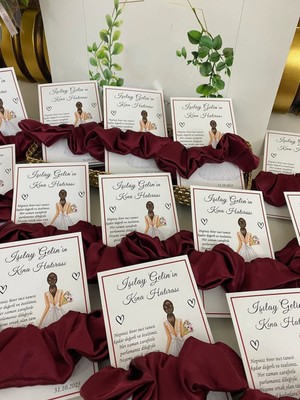 Siyah Lale Nikah Şekeri Kına Tokası Hediyelik Bordo - 50 Adet