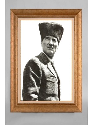 Giyense Özel Seri Altın Paspartulu Çerçeveli Atatürk Tablo T671