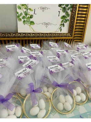 Siyah Lale Nikah Şekeri Halka Nikah Şekeri Fıstık Şekerli Söz, Nişan Hediyelik - 50 Adet