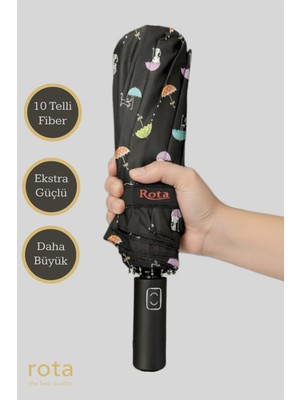Rota 10 Telli Ekstra Dayanıklı Fiber Tel Otomatik Açılır/kapanır Şemsiye 3060W -Deniz Temalı