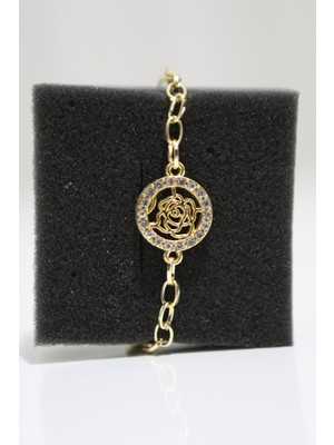 Luxon Collection Gold Taşlı Karma Figürlü Çelik Gold Bileklik