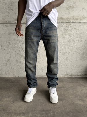 KağanKY Lacivert Yıkamalı Baggy Jean