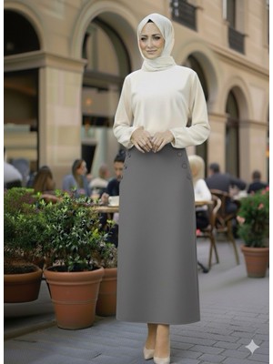 Eceylül Moda Cepli (Dügme Detaylı 93-94CM) Kalem Etek(Kısa Süreliğine Lansman Fiyatı)