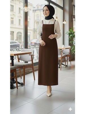 Eceylül Moda Siyah Tesettür Ip Askılı Jile (Elbise Uzun Boydan Salopet Elbise Moda Trendi)