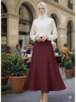 Eceylül Moda Scuba Krep Bel Lastikli Kloş ETEK(93-94CM Uzunluk)(Kısa Süreliğine Lansman Fiyatı)