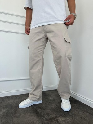 KağanKY Gri Kargo Cep Baggy Jean