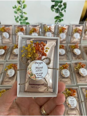 Siyah Lale Nikah Şekeri Kahve Kutusu Süslü Nikah, Söz, Nişan Hediyelik - 25 Adet