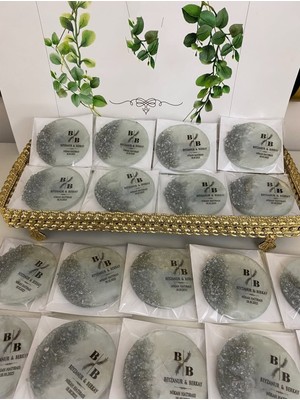 Siyah Lale Nikah Şekeri Epoksi Magnet Taşlı Paketli Nikah, Söz, Nişan Hediyelik - 25 Adet