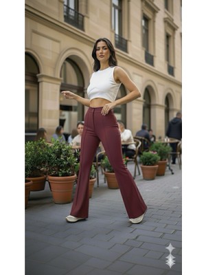 Eceylül Moda Scuba Krep Önü Çımalı Ispanyol Paça Pantolon(Kısa Süreligine Lansman Fiyatı)