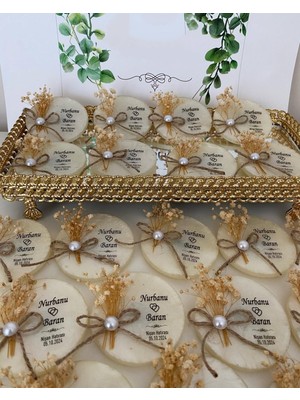 Siyah Lale Nikah Şekeri Çiçekli Epoksi Magnet Paketli Nikah, Söz, Nişan Hediyelik - 50 Adet