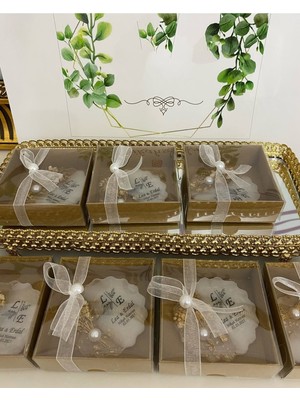 Siyah Lale Nikah Şekeri Çiçekli Epoksi Magnet Kutulu Nikah, Söz, Nişan Hediyelik - 25 Adet