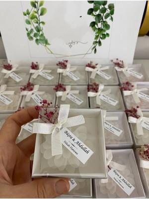 Siyah Lale Nikah Şekeri Kutulu Mum Nikah, Söz, Nişan Hediyelik - 50 Adet