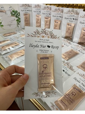 Siyah Lale Nikah Şekeri Kahve Kartı Nikah, Söz, Nişan Hediyelik - 25 Adet