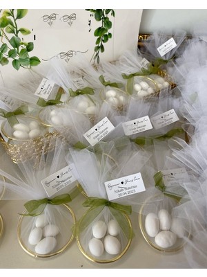 Siyah Lale Nikah Şekeri Halka Nikah Şekeri Fıstık Şekerli Söz, Nişan Hediyelik - 25 Adet