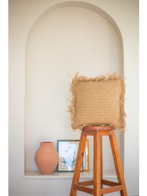 Bohemart Boho Yastık Rafya Kare Elişi Kırlent Dolgulu Tasarım