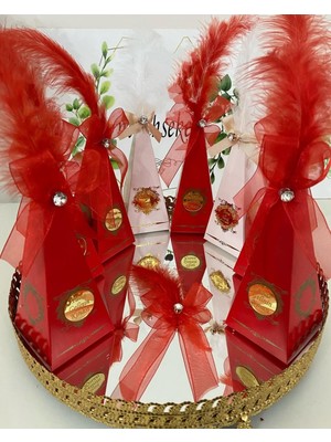 Siyah Lale Karton Külah Süslü Kırmızı Beyaz Karışık Içi Boş Nikah, Söz, Nişan Hediyelik - 50 Adet