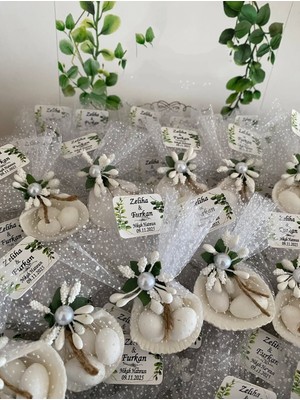 Siyah Lale Nikah Şekeri Deniz Kabuğu Fıstık Şekerli Nikah, Söz, Nişan Hediyelik - 25 Adet