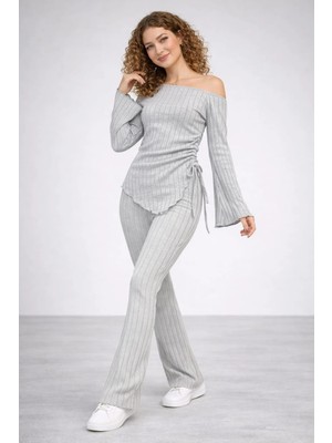 İMX Kadın Triko Fitilli Ikili Takım (Bluz & Pantolon)