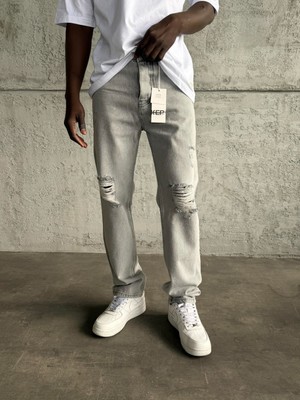 KağanKY Gri Yırtıklı Baggy Jean