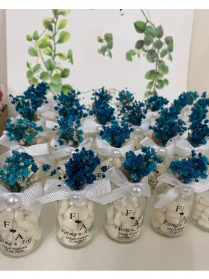 Siyah Lale Nikah Şekeri Mantar Kapaklı Cam Şişe Kalp Şekerli Nikah, Söz, Nişan Hediyelik - 50 Adet