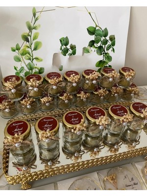 Siyah Lale Nikah Şekeri Cam Kavanoz Mum Nikah, Söz, Nişan, Kına Hediyelik - 50 Adet
