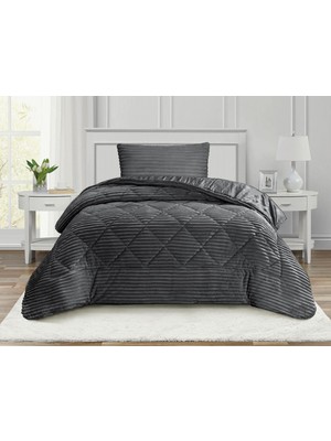 Goblette Home Destina Modern Çizgili Kapitone Yatak Örtüsü Takımı - 3 Parça