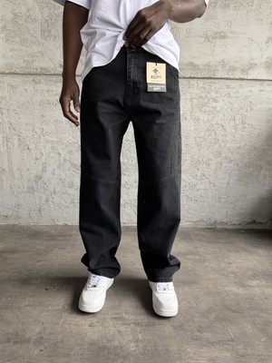 KağanKY Dikiş Detaylı Füme Relax Baggy Jean