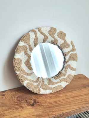 El Yapımı Panç Işi Dekoratif Yuvarlak Duvar Aynası - Rotaly Store