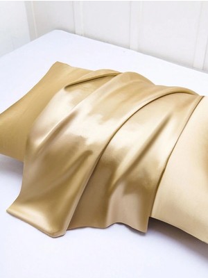 İlkyaz Fashion Antibakteriyel Terletmeyen Ipek Saten Yastık Kılıfı 2'li 50X70 Altın Sarı (Ilkyz-Fshon-34)