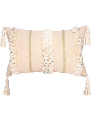 Bohemart Morocco Yastık Dekoratif Elişi Punch Tasarım Sim Orgu Kırlent Gumus Pullu 40X60