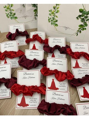 Siyah Lale Nikah Şekeri Kına Tokası Hediyelik Kırmızı ve Bordo Karışık Renk - 25 Adet