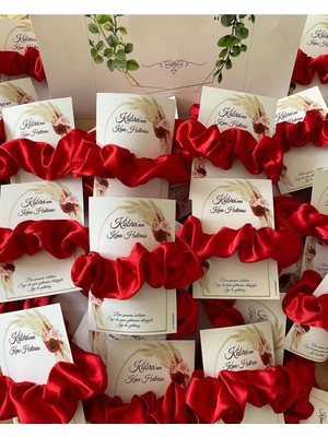 Siyah Lale Nikah Şekeri Kına Tokası Hediyelik Kırmızı - 25 Adet