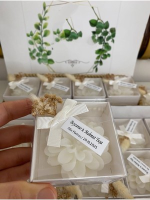 Siyah Lale Nikah Şekeri Kutulu Mum Nikah, Söz, Nişan Hediyelik - 50 Adet