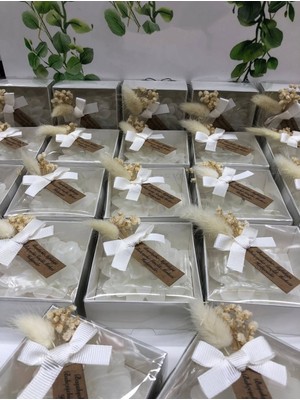 Siyah Lale Nikah Şekeri Kutulu Mum Nikah, Söz, Nişan Hediyelik - 50 Adet