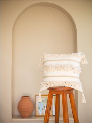 Bohemart Morocco Yastık Punch Elişi Keten Kırlent Dolgulu Tasarım