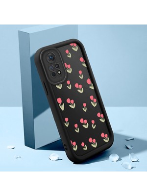 Ucuc Xiaomi Redmi Note 12 Pro 4g Uyumlu Siyah Silikon Çiçek Desenli Lens Koruma Şok Emici Esnek Kılıf