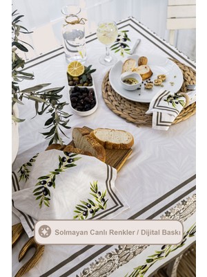 Elart Zeytin Yemek Seti 12 Kişilik Masa Örtüsü Takımı (150X210 Cm)