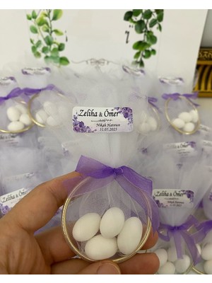 Siyah Lale Nikah Şekeri Halka Nikah Şekeri Fıstık Şekerli Söz, Nişan Hediyelik - 25 Adet