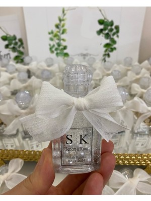 Siyah Lale Nikah Şekeri Plastik Kolonya Şişesi Nikah, Söz, Nişan Hediyelik - 50 Adet