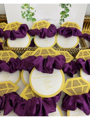 Siyah Lale Nikah Şekeri Kına Tokası Hediyelik Mor - 50 Adet