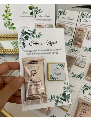 Siyah Lale Nikah Şekeri Kahve ve Çikolata Kartı Nikah, Söz, Nişan Hediyelik - 25 Adet