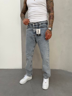 KağanKY Buz Mavi Yıkamalı Baggy Jean