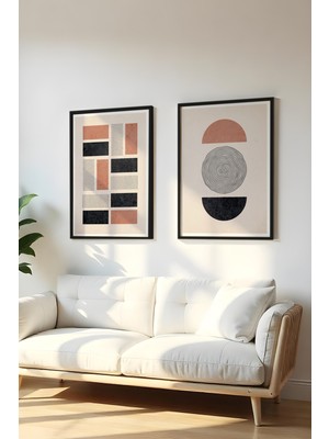 Huhuli Ahsap Siyah Çerceveli 2 Parca Set Tablo HUHU27