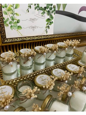Siyah Lale Nikah Şekeri Cam Kavanoz Mum Nikah, Söz, Nişan Hediyelik - 50 Adet