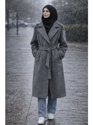 Moda Kaban Kadın Kaşe – Belden Bağlamalı, Kışlık Şık Model