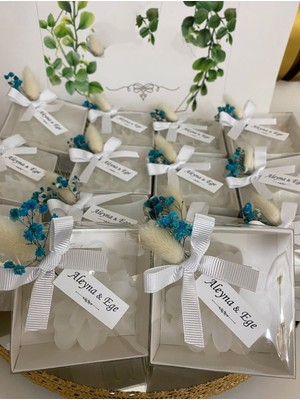 Siyah Lale Nikah Şekeri Kutulu Mum Nikah, Söz, Nişan Hediyelik - 50 Adet